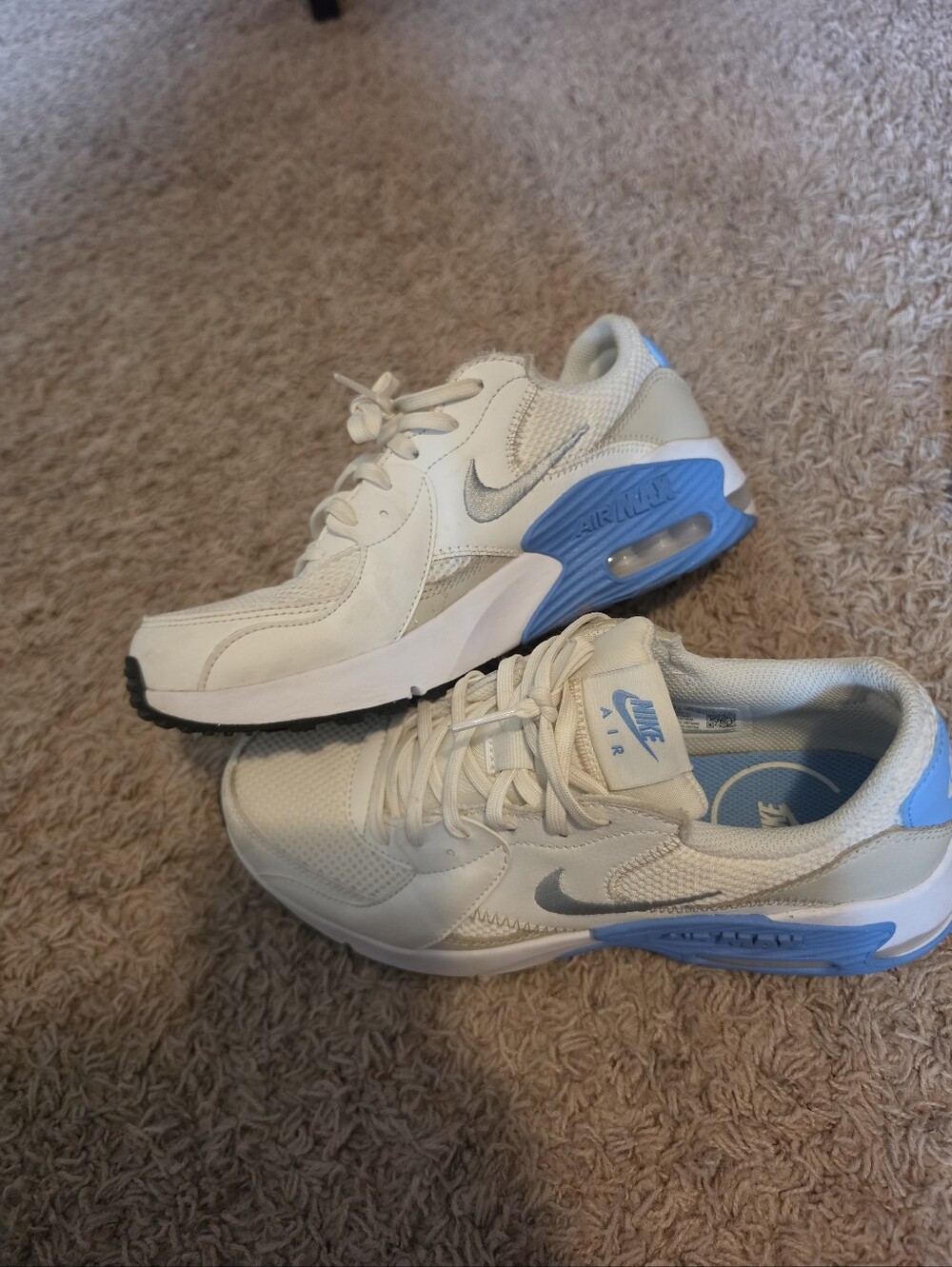 Women's Nike Air Max, White And Light Blue, Size 8
